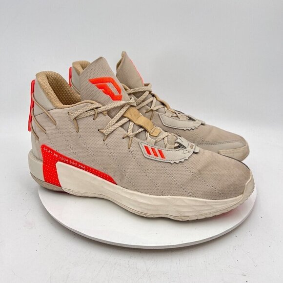 Adidas Dame 7 Bliss Men Size 11 FZ1046 Taupe Bright Orange Basketball Shoes - Picture 4 of 16